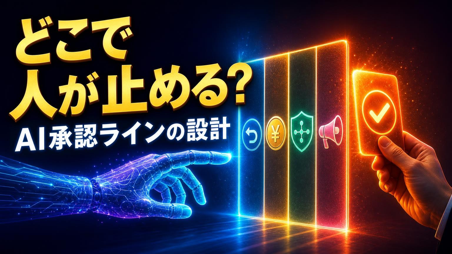 AIエージェントの実行と人間承認の境界を表すイメージ