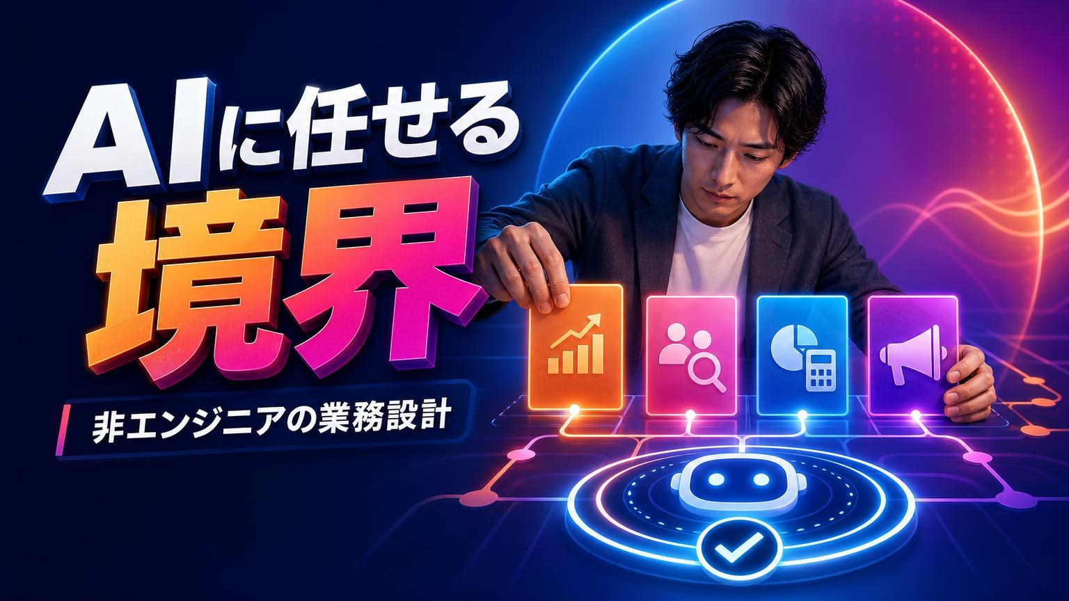 営業・採用・経理・マーケティングの業務カードと承認ゲートを設計するAIエージェント活用のイメージ