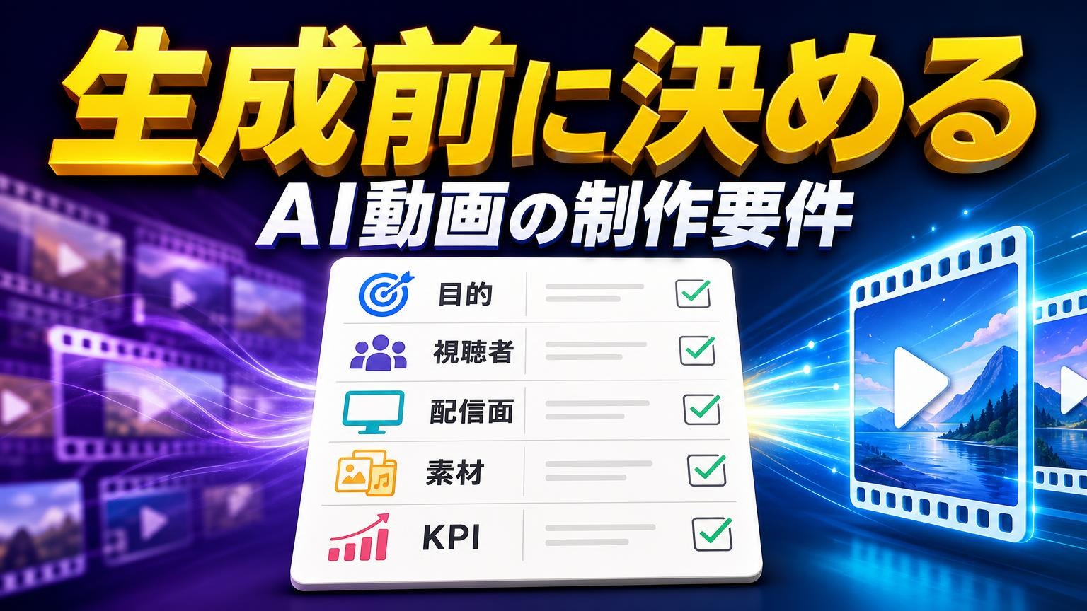 目的・素材・KPIを整理したAI動画の制作要件シートのイメージ