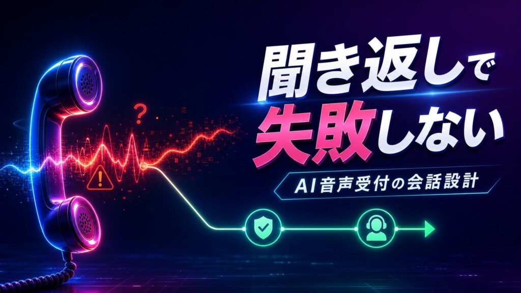 聞き返しと有人転送の分岐を表したAI音声受付のイメージ