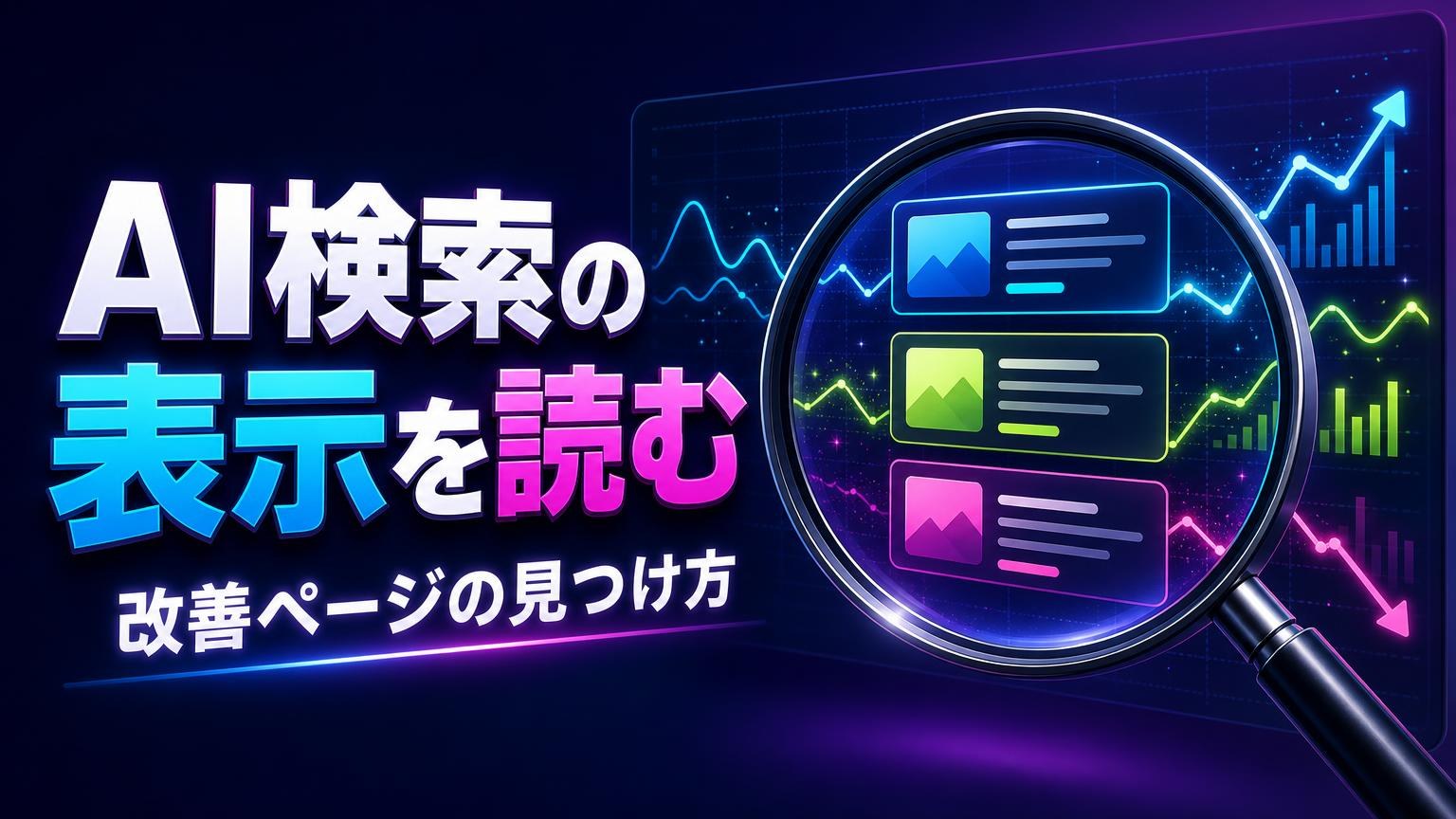 AI検索での表示データを分析し、改善対象ページを見つけるイメージ