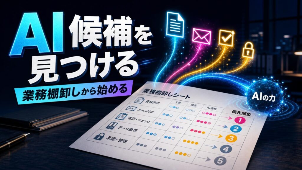 業務棚卸しシートからAI活用候補を見つけるイメージ