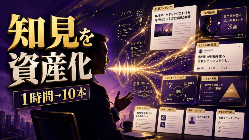 社長や専門家の知見を1時間の会話から記事やLinkedInや動画へ展開する方法