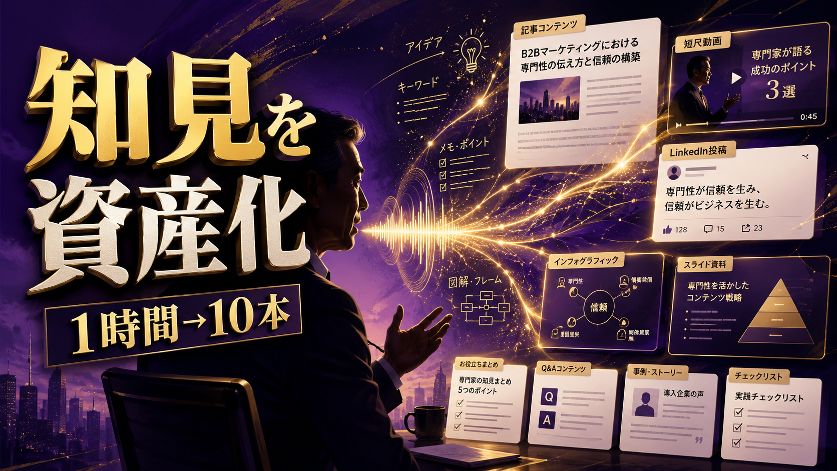 社長や専門家の知見を1時間の会話から記事やLinkedInや動画へ展開する方法
