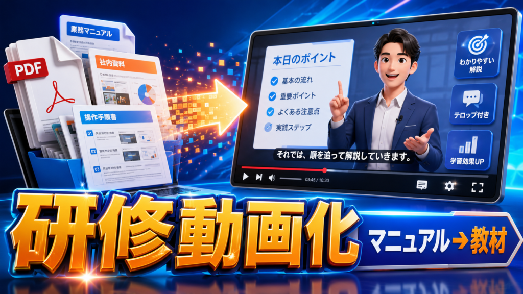 業務マニュアルやPDFをAIで社員研修動画へ変えて副業にする方法