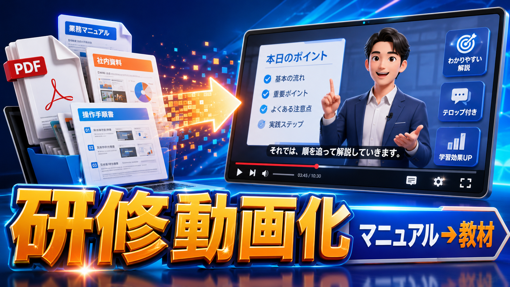 業務マニュアルやPDFをAIで社員研修動画へ変えて副業にする方法