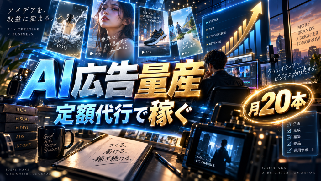 Higgsfieldを使って広告クリエイティブを毎月20本制作し定額サービスとして販売する方法