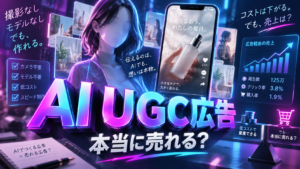 AI UGC広告の撮影コスト削減と広告成果を比較し、本当に売れる条件を検証するイメージ