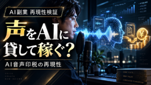 自分の声をAIへ登録し利用されるたびに報酬を得るAI音声副業のイメージ