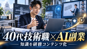土木や建築などの技術知識をオンライン研修コンテンツへ変える40代技術職国家公務員の副業イメージ