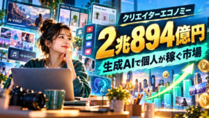 国内2兆894億円に成長したクリエイターエコノミーと生成AI時代の個人収益機会を解説する記事